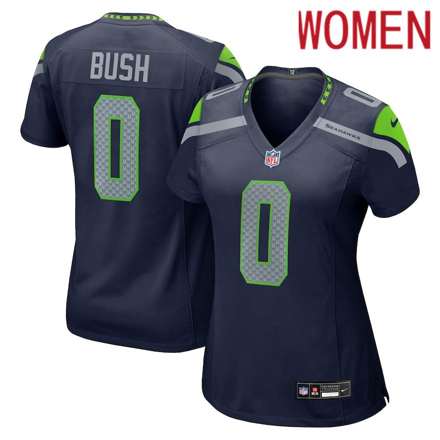 Women Seattle Seahawks 0 Devin Bush Nike College Navy Game NFL Jersey